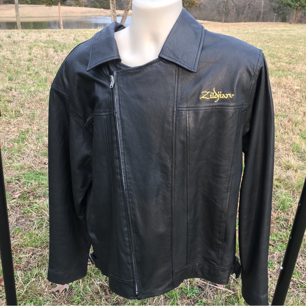 ZILDJIAN Leather Jacket**Drummer Musician Black Leather Jacket**VERY RARE Sz M